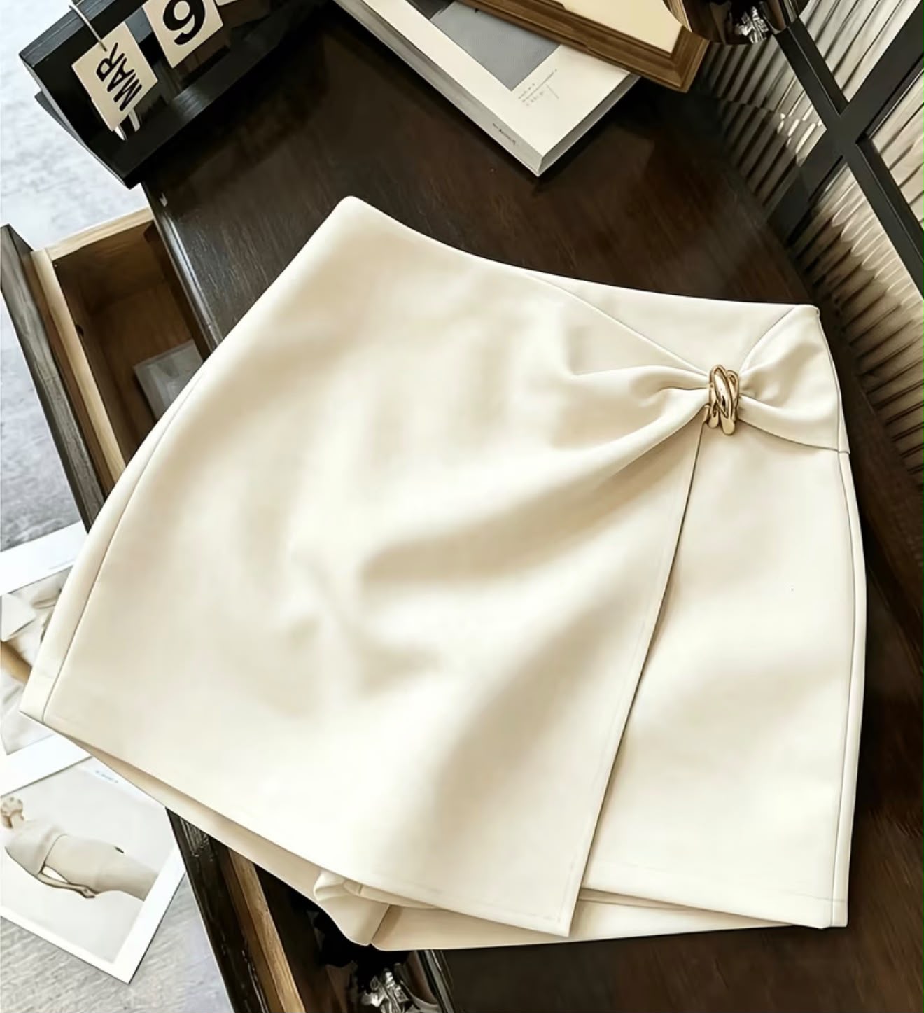 The Florence Ivory Wrap Mini Skirt